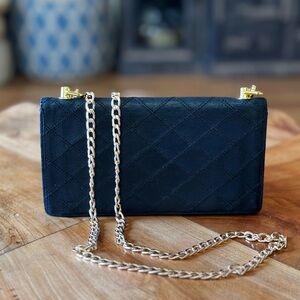 CHANEL Bicolore Quilted Lambskin Long Bifold Wallet Black repurpose converted